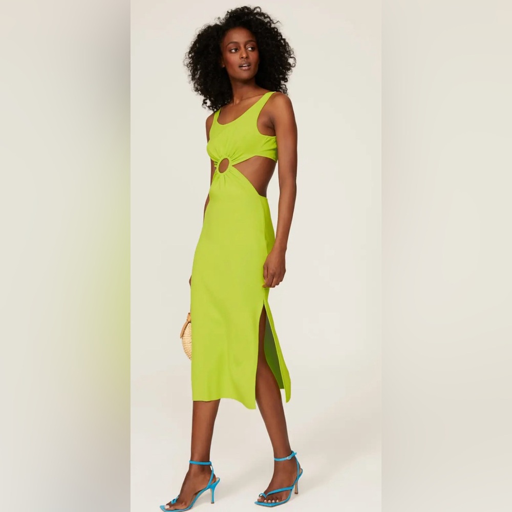 Neon green solid and striped Bailey dress size L new with tags